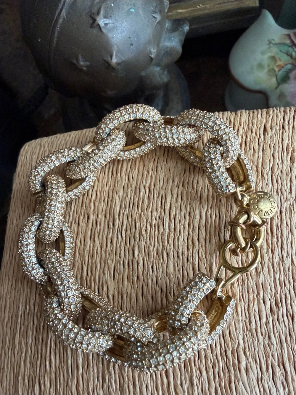 J. Crew Gold Crystal Pavé Link Bracelet